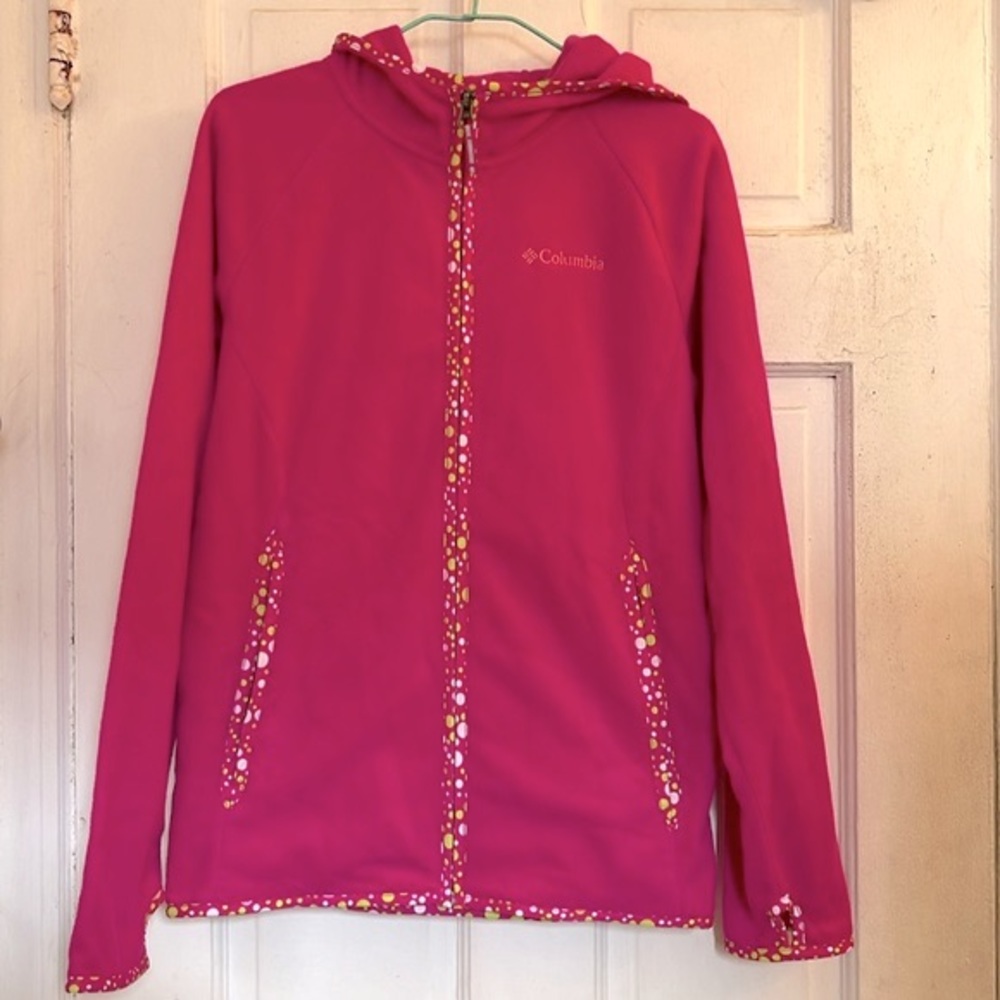 Columbia girls fuchsia fleece hoodie jacket in size large